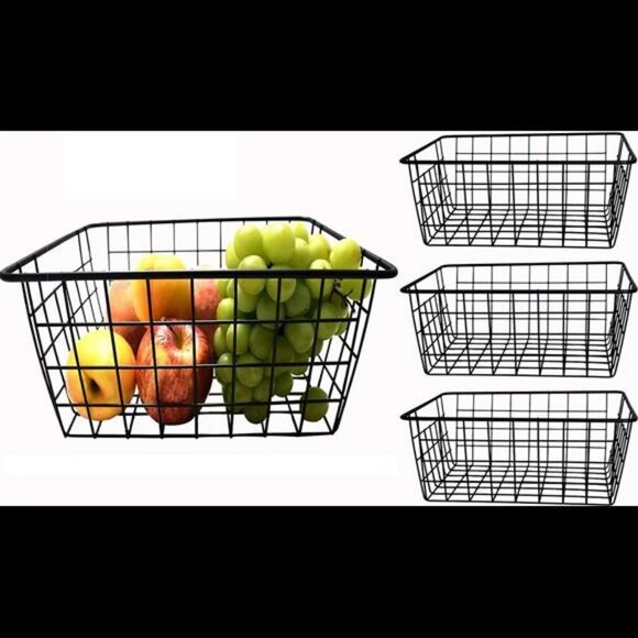 4Pack Wire Storage Basket, Black Metal Mesh Baskets for Organizing Kitchen Pantr - Picture 1 of 7